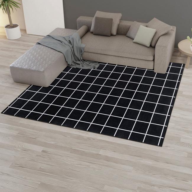 Alfombra para Sala o Dormitorio Belga Antideslizante Grid Negra